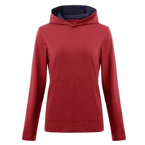 M MAELREG Womens Sweatshirts Outdoor Hiking Workout Performance Hooded Sport Casual Fall Golf Hoodies for Women Red - Image 1