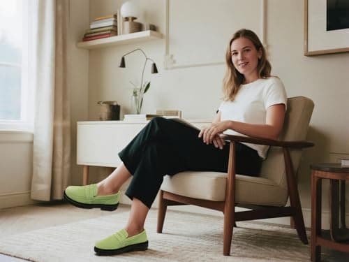 BEAUSEEN Women's Suede Penny Loafers Casual Lightweight Slip On - Comfortable Walking Shoes,Chic Flat for Work & Travel Pistac,7.5 US - Thumbnail 2