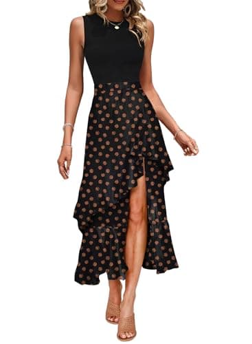Dokotoo Summer Dresses for Women 2026 Elegant Classy Spring Floral Boho Cocktail Wedding Guest Dresses Womens Midi Dress Vacation Beach Outfits Formal Women's Dress Black C - Image 1