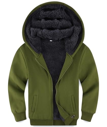 Avsead Toddler Boys Hoodies Jacket Fleece Lined Full Zip Up Hoodie Long Sleeve Sweatshirt Soft Warm Fall Winter Spring Casual Clothes School Outwear Outfits Seaweed Green Size X-Small 4-5 - Image 1