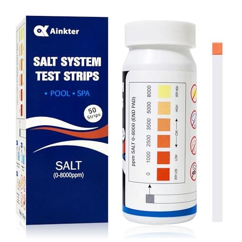 Ainkter Pool Salt Test Strips, Salt Test Strip for Spa Hot Tub, Swimming Pool Water Testing Kit for Salt, Fast and Accurate Saltwater Pool Test Strips of 0-8000 ppm(50 Strips) - Image 1