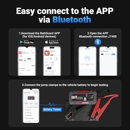 LOKITHOR JT400 Jump Starter and Battery Tester, 2500A Car Battery Booster, Portable 12V Jump Box for Up to 8.5L Gas or 6.5L Diesel Engines, 100-2000 CCA Load Capacity Automotive Load Tester - Thumbnail 5