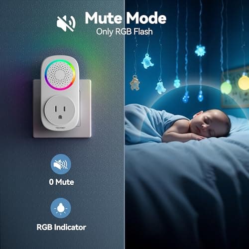 TECKNET Self-Powered Wireless Doorbell Kit - Plug-Through Door Bell with RGB Light, 60 Chimes & 5 Volume Levels, IP66 Waterproof Classroom Doorbell, 1000ft Range Doorbells for Home/Office - Thumbnail 4