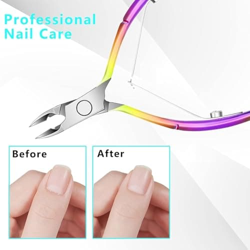 Cuticle Trimmer with Cuticle Pusher, Cuticle Remover Cuticle Scissors Manicure Tools, Professional Stainless Steel Cuticle Cutter, Dead Skin Remover Nail Tools for Fingernails and Toenails - Thumbnail 5