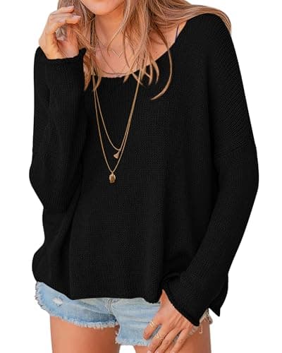 PRETTYGARDEN Women's Oversized Sweaters 2026 Casual Long Sleeve Scoop Neck Pullover Tops Loose Cozy Knit Spring Outfits(Black,Small) - Image 1