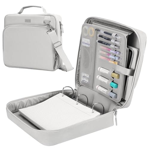 HINOOR 3-Inch 3-Ring Zipper Binder with Shoulder Strap, D-Ring Zip Up Binder with 700 Sheets Capacity, Compatible with 13" MacBook, 12.9" Tablet, for Middle School, College, Office (Gray) - Image 1