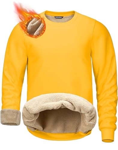 G Gradual Sherpa Lined Sweatshirts for Men Fleece Crewneck Sweatshirt Pullover Warm Shirts for Winter, Bright Yellow, Small - Image 1
