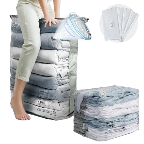 TAILI Vacuum Storage Bags 4 Pack, Jumbo Cube (31x40x15 Inch), Extra Large Vacuum Seal Bags for Clothing, Comforters, Blankets, Pillow, Bedding, Sweater, Closet Organizers, Space Saving, Cream - Image 1