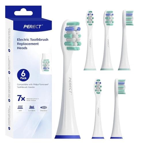 PERECT Soft Replacement Toothbrush Heads 6-Pack for Philips Sonicare Click-On Models – Fits 4100, 5100, 6100, 9023, W Optimal Plaque Control, Not Compatible with Essence/E-Series or Philips One