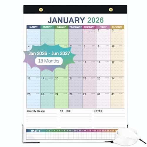 ANYZONE Desk Calendar 2026-2027, 18 Months Calendar from Jan. 2026 to Jun. 2027, 11" x 14" Desktop/Wall Monthly Calendar with Corner Protectors, Ample Space & Habit Tracker for Home School Office - Image 1