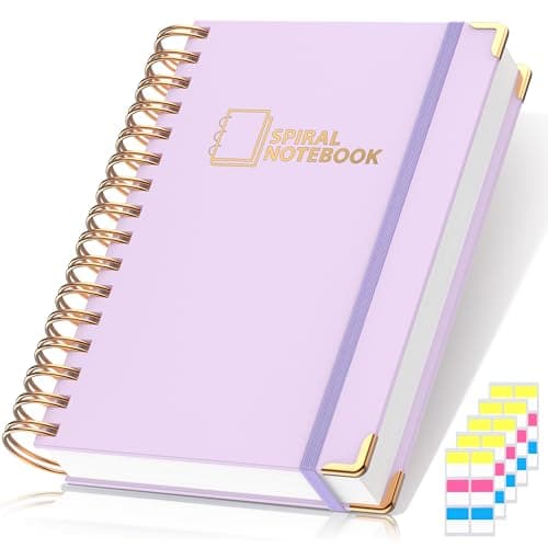 MSTONAL Lined Spiral Journal Notebook for Women Men, Medium A5 300 Pages, College Ruled Hardcover Notebooks for Work and Note Taking, Journals for Writing - Purple - Image 1