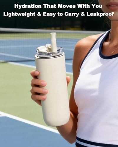 UIRZOTN 16 oz Insulated Coffee Tumblers, Travel Coffee Tumblers with Straw, Double-Wall Stainless Steel Tumbler, Leak Proof Tumbler, Reusable Cups with Lids for lced and Hot Drinks (Cream) - Thumbnail 5