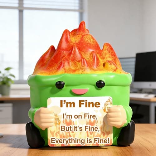 TTDOM Dumpster Fire Desk Accessories Encouragement Gifts with 4 Interchangeable Positive Cards Funny Motivational Gifts Office Humor Desk Decor Appreciation Gift for Coworkers Employees Friends - Image 1