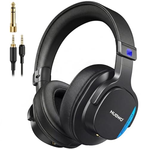 NUBWO Studio Headphones Wired, Hi-Res Over Ear Headphones with 3.5/6.35mm Detachable Jack, 180° Flip Earpads, 45mm Drivers Professional Monitor Headsets for Mixing, DJ, Recording, Guitar, Piano-HD01