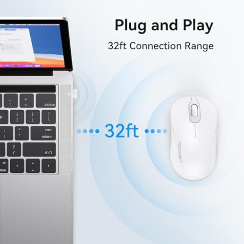 TECKNET Wireless Mouse for Laptop, 2.4GHz Computer Mouse 3 Adjustable DPI Office Cordless USB Mice with Receiver,Small to Medium Sized Hands Compatible with PC, Laptop, Desktop,Off-White - Thumbnail 6