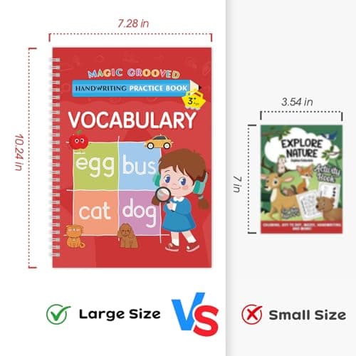 Magic Grooved Handwriting Practice Books for Kids Ages 3-5, Reusable Tracing Book, Preschool Learning Activity, Motor Skills Writing Workbook with Pencil Grips & Magic Ink Pens - Thumbnail 5
