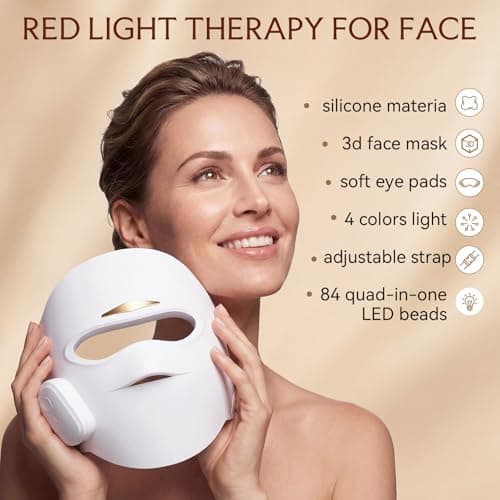Red Light Therapy Mask for Face, 4D LED Light Therapy Mask, 4 ModesWireless LED Face Mask Light Therapy with Red Blue Light, Light Therapy Mask for Home & Travel, Skincare Gifts for Women Mom Wife - Thumbnail 4