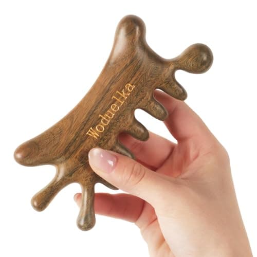 Woduelka Wooden Gua Sha Facial Tool – Natural Sandalwood Guasha Tool for Head Neck Body Care, Ergonomic Wooden Scalp Massager, Natural Massage Comb for Puffiness & Stress Relief - Image 1