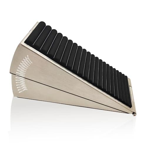 Heavy Duty Adjustable Spring Door Stopper for Bottom of Door,Fits Doors Up to 3 Inches, Stainless Steel Door Stop with Non-Slip Rubber, Perfect for Heavy Door Holder(1, Silver) - Image 1