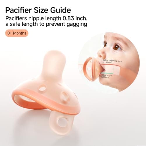 Garkoko Baby Pacifiers 0-6 Months Breast Like Shape Pacifiers BPA-Free One-Piece Silicone Newborn Pacifier for Breastfed Babies, 2pcs for Best Value - Thumbnail 4