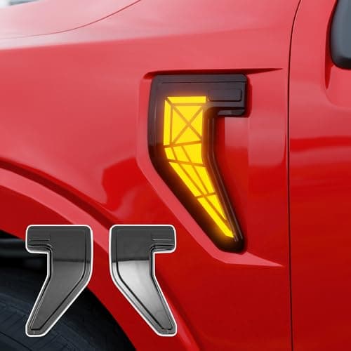 Maxzina Side Marker Lights Compatible with 2024-2025 Ford F150 Side Marker Lamps Plug-and-Play ABS Plastic Housing Waterproof LED Lights Auxiliary Lamps for F-150 Accessories (Spiderweb Pattern 2PCS) - Image 1