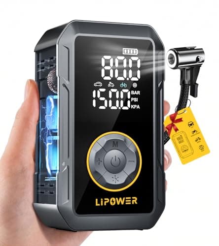 Lipower Tire Inflator Portable Air Compressor, 150PSI Cordless Car Air Pump with 4000mAh Portable Battery Pack, Digital Pressure Gauge, Auto Shut-off for Bicycle/Motorcycle/Car Tires Balls - Image 1
