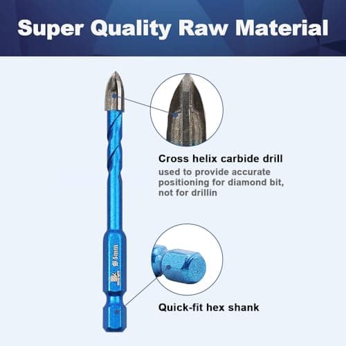 Masonry Drill Bit BRSCHNITT 10pcs Carbide Tips Concrete Drill Bit Set for Pots Bottles Ceramic Tile Glass Brick Ceramic Hex Shank - Thumbnail 5