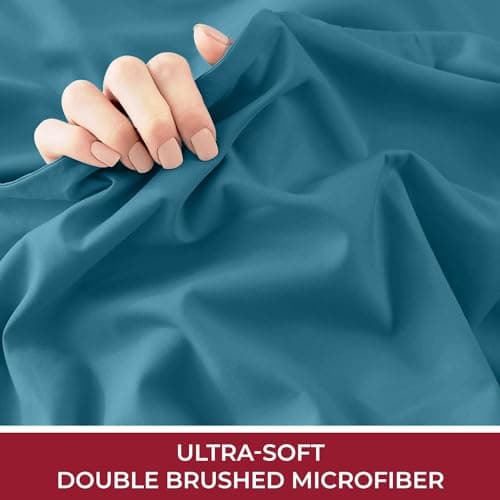 Mellanni Twin Fitted Sheet - Iconic Collection Bedding Sheets with up to 16 inch Deep Pocket - Soft & Cooling - Fade & Stain Resistant - 1 PC (Twin, Teal) - Thumbnail 6