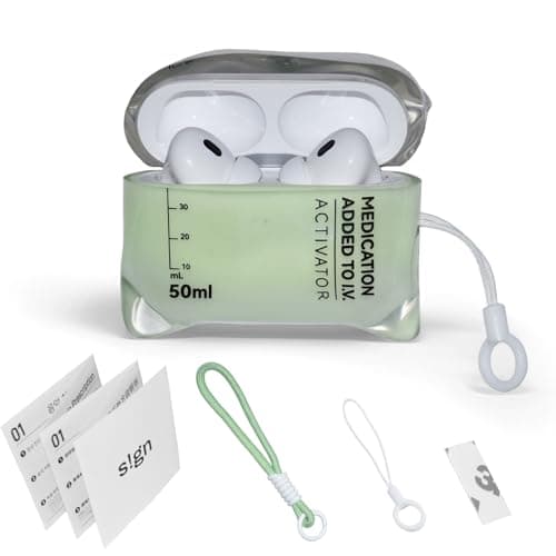 ZZTLHDS Music Drip Compatible AirPods Case, Compatible with AirPods Pro 1/2 and AirPods 4rd, Liquid Silicone Anti Fall Protective Cover with Lanyard (AirPods 4-Fluorescent Green)