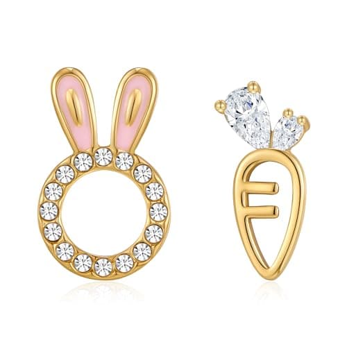 FILMOON Easter Rabbit Studs Earrings for Women Dainty Bunny and Carrot Earrings Cute Jewelry Gifts - Image 1