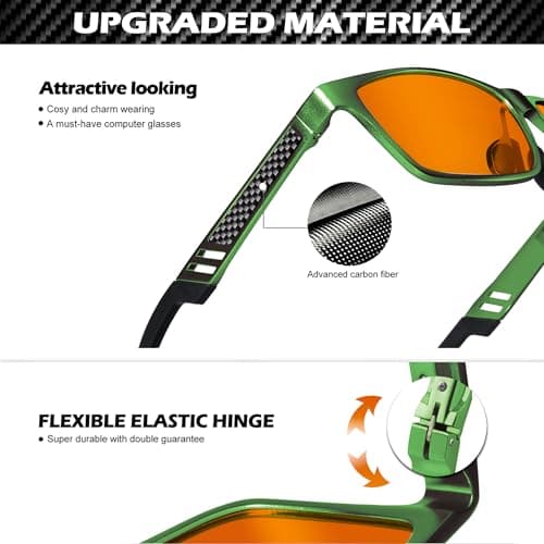 ANYLUV Blue Light Blocking Glasses Men Computer Gaming Glasses Lightweight Al-Mg Metal Anti Eyestrain Eye Protection - Thumbnail 3