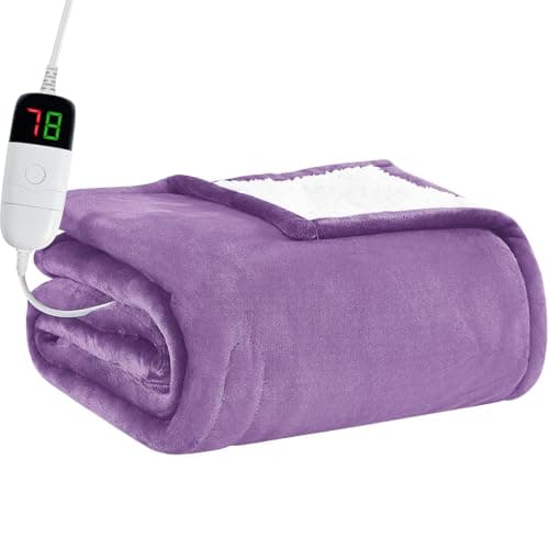 BOMOVA Heated Electric Blanket Throw Size - 50" x 60" Heating Blanket with 10 Heating Levels & 8 Hours Auto Off, Warm Flannel Blanket, Christmas Birthday Gifts for Women - Image 1