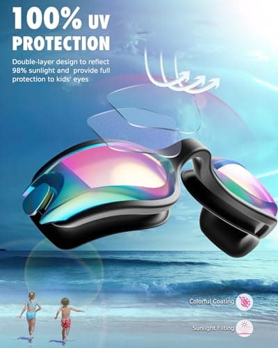 Aegend Swim Goggles - Kids Swimming Goggles for 3-14 Boys Girls Youth No Leaking Clear Vision - Thumbnail 4