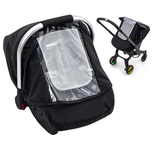 Waterproof Baby Car Seat Cover, Car Seat Rain Cover with Clear Window & Breathable Mesh, Universal Baby Carrier Cover with Support Rod to Prevent Collapse, Lightweight Weather Shield with Storage Bag - Image 1
