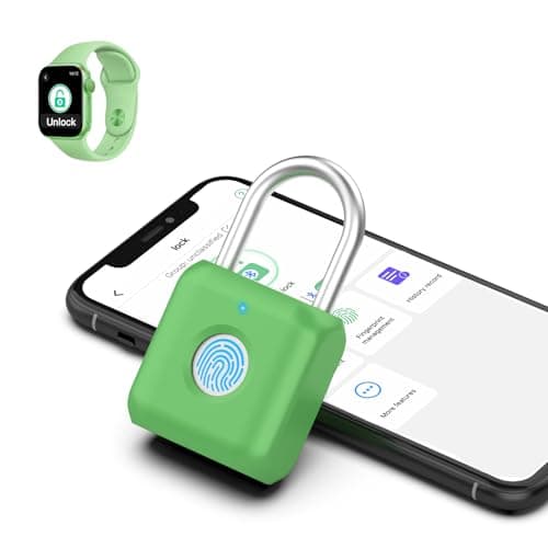 Fingerprint Padlock eLinkSmart Gym Locker Lock with Phone App iOS Watch Metal Keyless Combination Locks for Backpack Suitcase Luggage School Sports Locker Toolbox Hasp Storage Green - Image 1