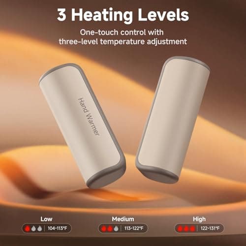 Hand Warmers Rechargeable 2 Pack, Magnetic Electric Hand Warmer 3 Settings Portable Pocket Heater 360°Heating, Gifts for Men Women Camping,Hunting,Golf,Travel Essentials (White) - Thumbnail 3