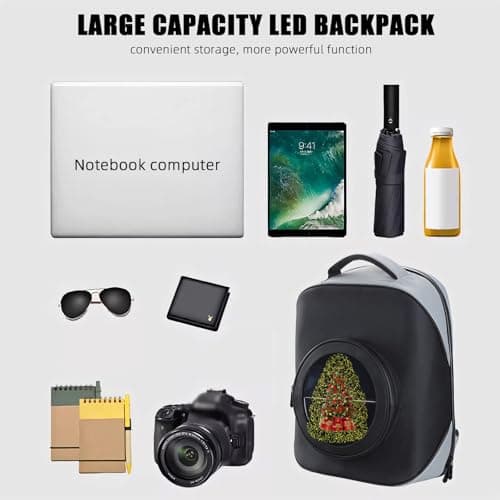 Missyou 3DHologramFan Led Backpack,16.1" 3DHologramFan Projector Advertising Commercial TVs & Displays with Cover, 700 Video Library and Remote for Business Store Signs,Bar,Casino,Christmas tree,Party - Thumbnail 5