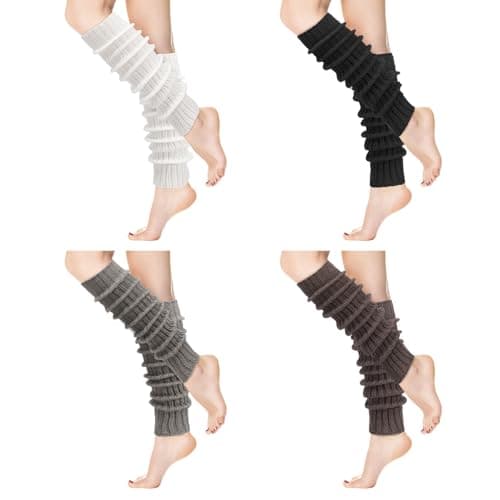 Jspupifip Women Ballet Leg Warmers, 4 Pairs 80s Cable Knit Long LegWarmers for Yoga Ballet Dance Figure Skating (Multicolor) - Image 1