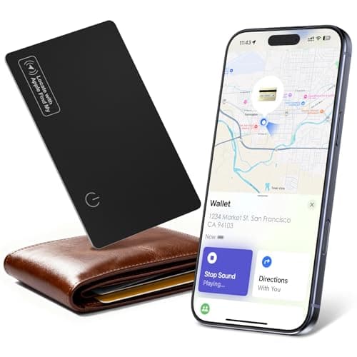 Wallet Tracker Card Air-Tag (iOS only), 0.07in Slim Tracking Card, IP68 Waterproof Bluetooth Tracker for Apple Find My, Wireless Charging Item Locator for Purse, Passports [Apple MFi Certified] - Image 1