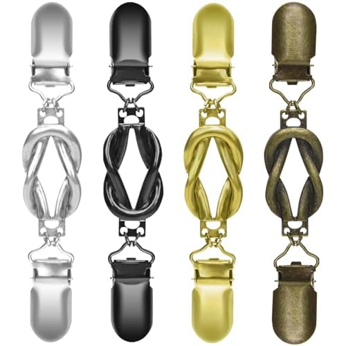 yuboo 4 Pcs Vintage Sweater Clips for Cardigans, Retro Dress Cinch Clip Back, Metal Shirt Waist Tightener for Women, Shawl Clips and Fasteners Set for Valentines Gifts - 4 Colors - Image 1