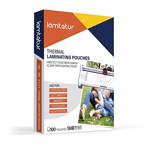Lamtetur Thermal Laminating Pouches 9"x11.5" Inches, Holds 8.5 x 11 Inch Sheets,5mil 100Pack Hot Laminate Films, Clear Laminator Papers, Letter Size Lamination Sheets (5MIL 100PK) - Image 1