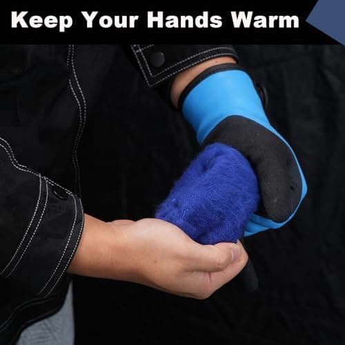 100% Waterproof Gloves for Men & Women,Winter Work Gloves for Cold Weather,Waterproof Work Gloves with Grip,Winter Freezer Gloves for Working,Gardening, Fishing, Construction Worker (Blue,Medium) - Thumbnail 4