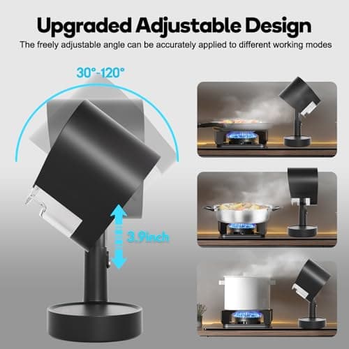 Portable Range Hood, Portable Kitchen Exhaust Fan with 3 Speeds, Desktop Range Hood with Telescoping Height, Low Noise, Large-Caliber Aluminum Filter &Oil Cup for Indoor BBQ/Hot Pot/RV - Thumbnail 3