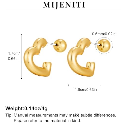MIJENITI Small Gold Earrings for Women - Tiny Small Heart Stud Statement Earrings, Hypoallergenic Gold Statement Jewelry | Fashion Heart Jewelry - Thumbnail 6
