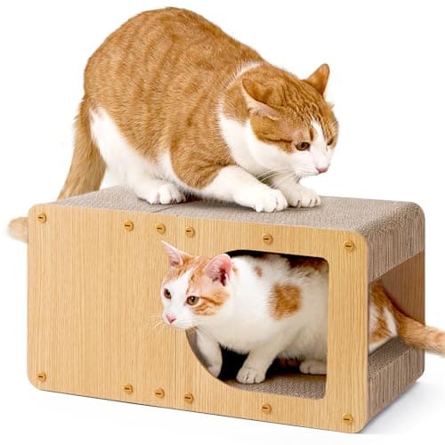 EHEYCIGA Cardboard Cat Scratcher House, 20-Inch Corrugated Cat Scratcher for Indoor Cats, Large Scratching Board Pad, Brown