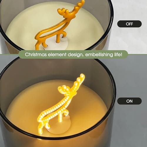 L LOHAS LED Christmas Electronic Candle Night Lights with Remote, 3-Pack Reindeer LED Flameless Candles, Battery Operated Flickering Night Light, 5 Brightness Levels & Timer, for Holiday Home Decor - Thumbnail 2