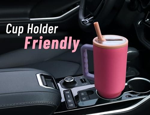 DLOCCOLD 40 oz Tumbler with Handle & Flip Straw, Car Cup Holder Friendly, Leak Resistant Water Bottle, Reusable Insulated Modern Stainless Steel Tumbler, Gifts for Women & Men - Thumbnail 3