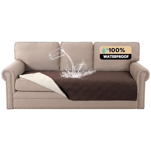 PrinceDeco Waterproof Pet Blanket Dog Bed Cover with Non-Slip Back for Furniture Bed Sofa, Couch Covers for 3 Cushion Couch Sofa Pet Friendly,Brown,47x68 Inch - Image 1