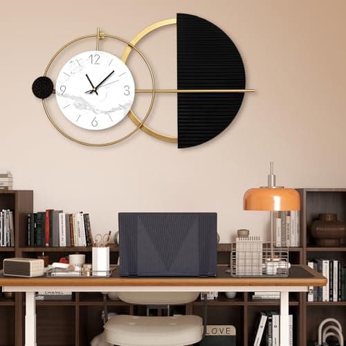 Tiuposr 29x18 Inches Large Modern Wall Clocks Battery Operated Silent No-Ticking, Unique Decorative Analog Clock for Bedroom, Kitchen, Living Room, Entryway, Home & Office Decor - Image 1