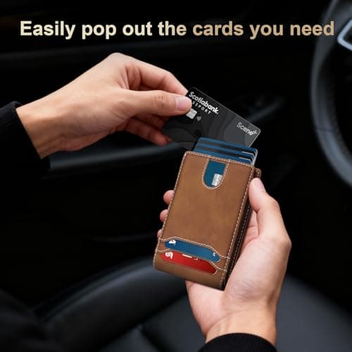 furid Card Wallet For Men Slim: Smart Rfid Minimalist Front Pocket Pop Up Wallet with ID Window - Gifts for Husband Father at Birthday Anniversary - Thumbnail 4